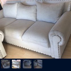 Beige Sofa And Matching Chair 