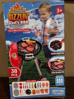 Sizzlin' Chef's BBQ Kids Grill Playset 38 Pcs