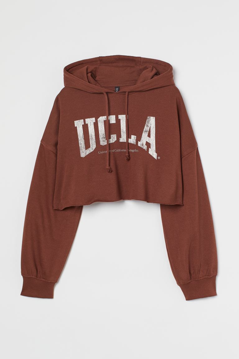 Brown ucla cropped hoodie - size large - no stains #ucla #bruin #usc #brown #hoodie