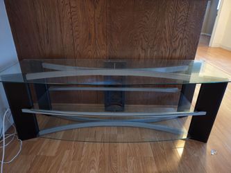 3-Tier Glass TV Stand with Metal Frame