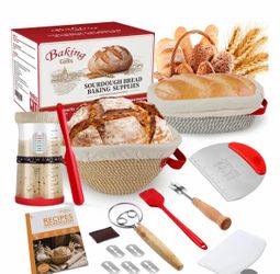 Sourdough Starter Kit, 34 oz Jar & Baskets