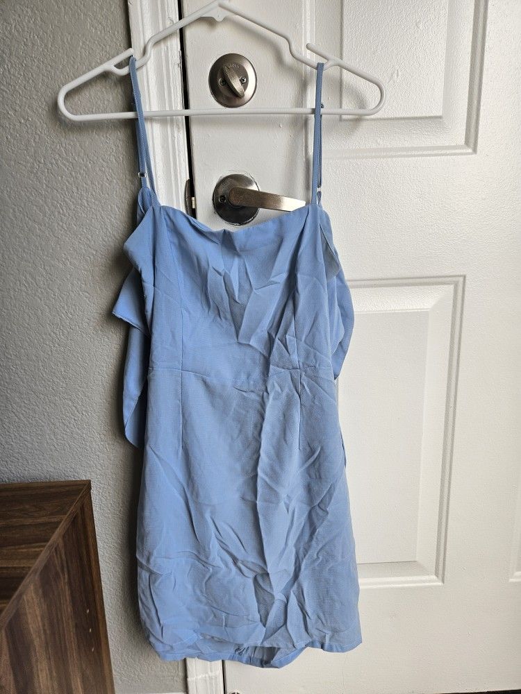 Light Blue Backless Dress
