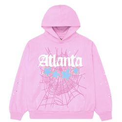 Sp5der Atlanta Hoodie Pink, Sizes S-XL