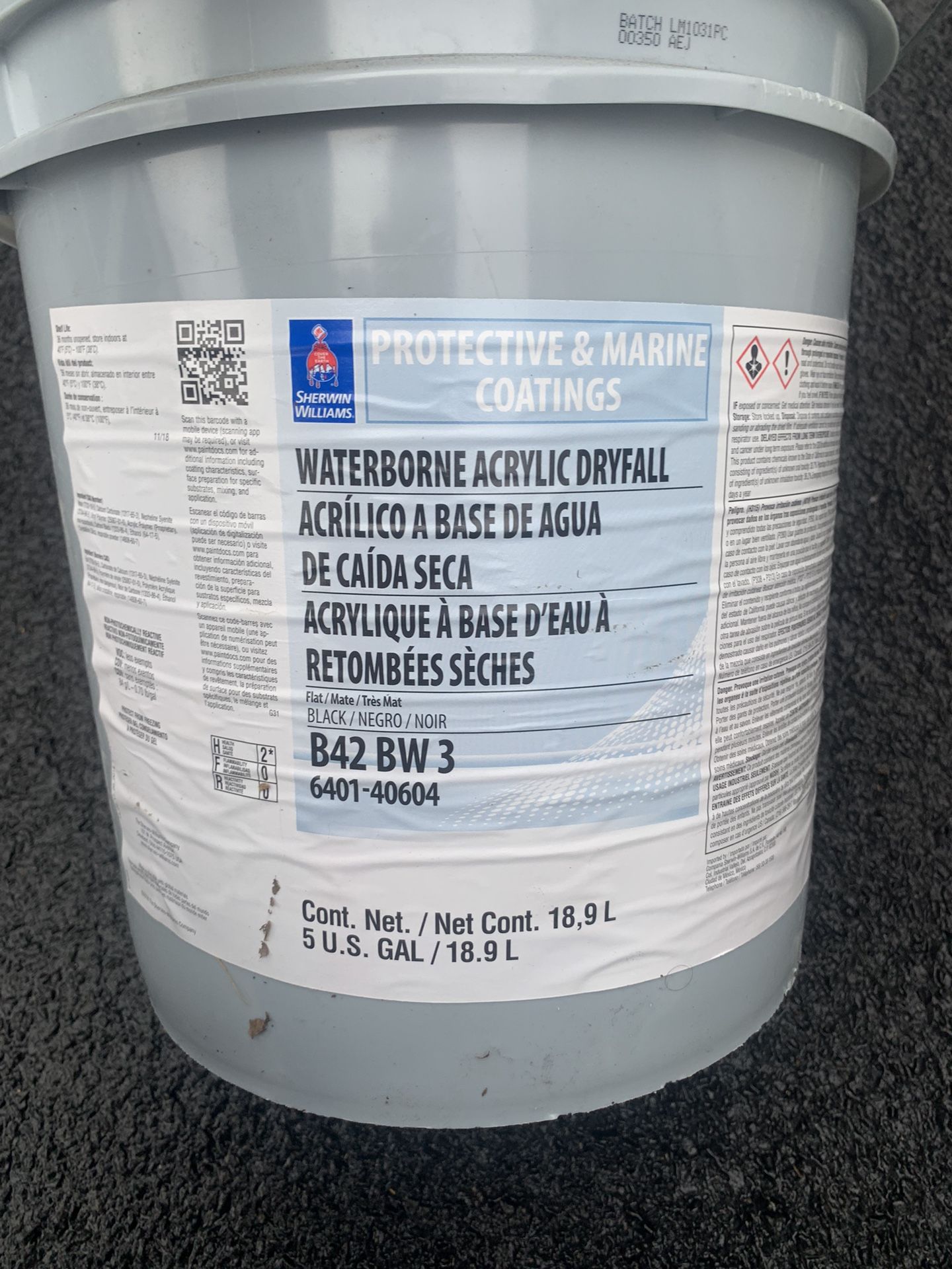 Sherwin Williams Pro Industrial Waterborne Acrylic Dryfall B42 BW3 5 Gallons Black