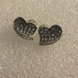 Sparkling Heart Stud Earrings in Sterling Silver