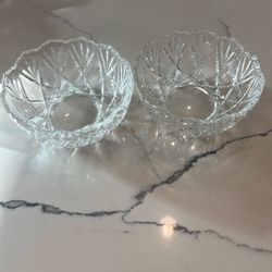 Vintage Mikasa Hampshire Gold Clear Crystal Gold Trim Serving Bowl 8 3/8"