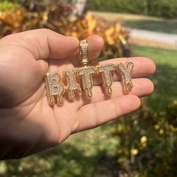 Iced Custom Name Plate in 14K Gold Finish