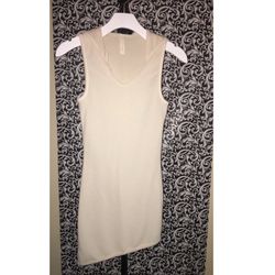 BIEGE OFF WHITE HOODIE DRESS