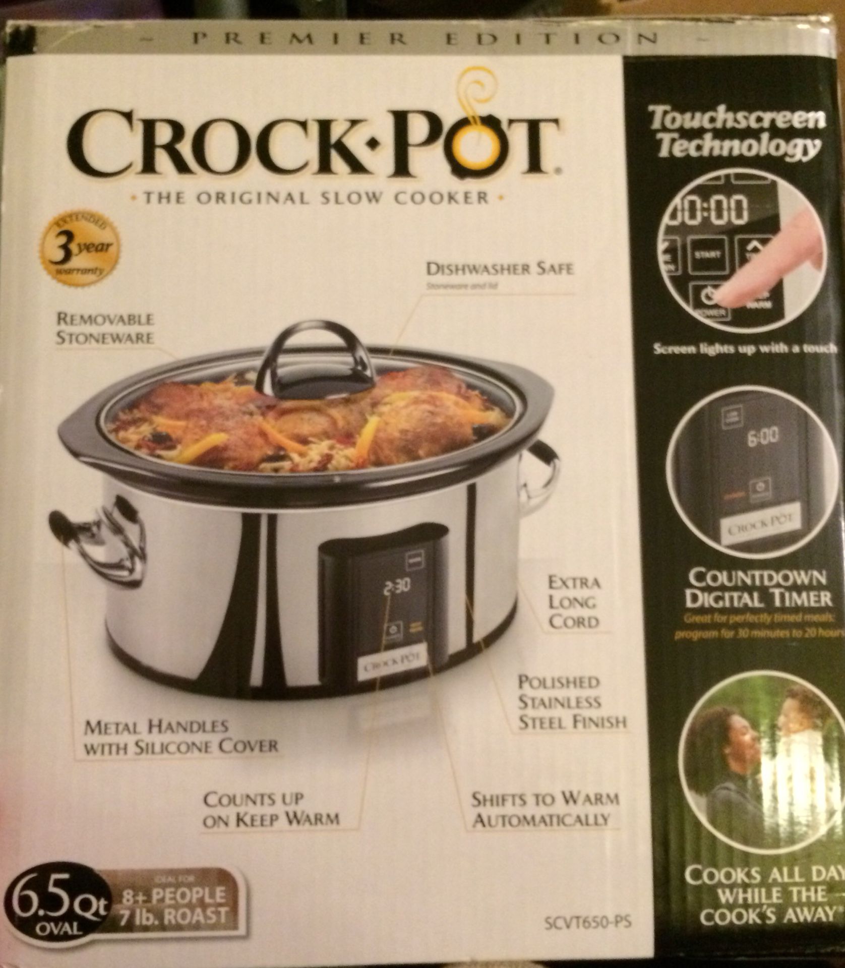 Crock-Pot Programmable Touchscreen Slow Cooker, Stainless Steel, 6.5 qt