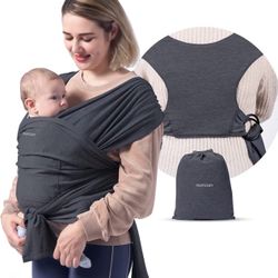 Momcozy Baby Wrap Carrier, Easy to Wear Infant Carrier Slings, Lightweight Hands Free Baby Sling, Adjustable Baby Carriers for Newborn to Toddler 8-35