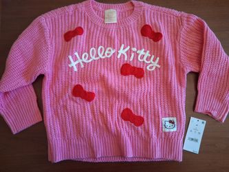 Hello Kitty Girls 4T Pink Knit Pullover Sweater Long Sleeve Crew Neck