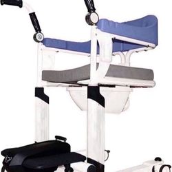 Patient Lift for Home, Power Shower Chair with Wheels and 360° Split Seat, Portable Transport Wheelchair with Soft Back and Urinal, 5 in 1 Transfer Ch