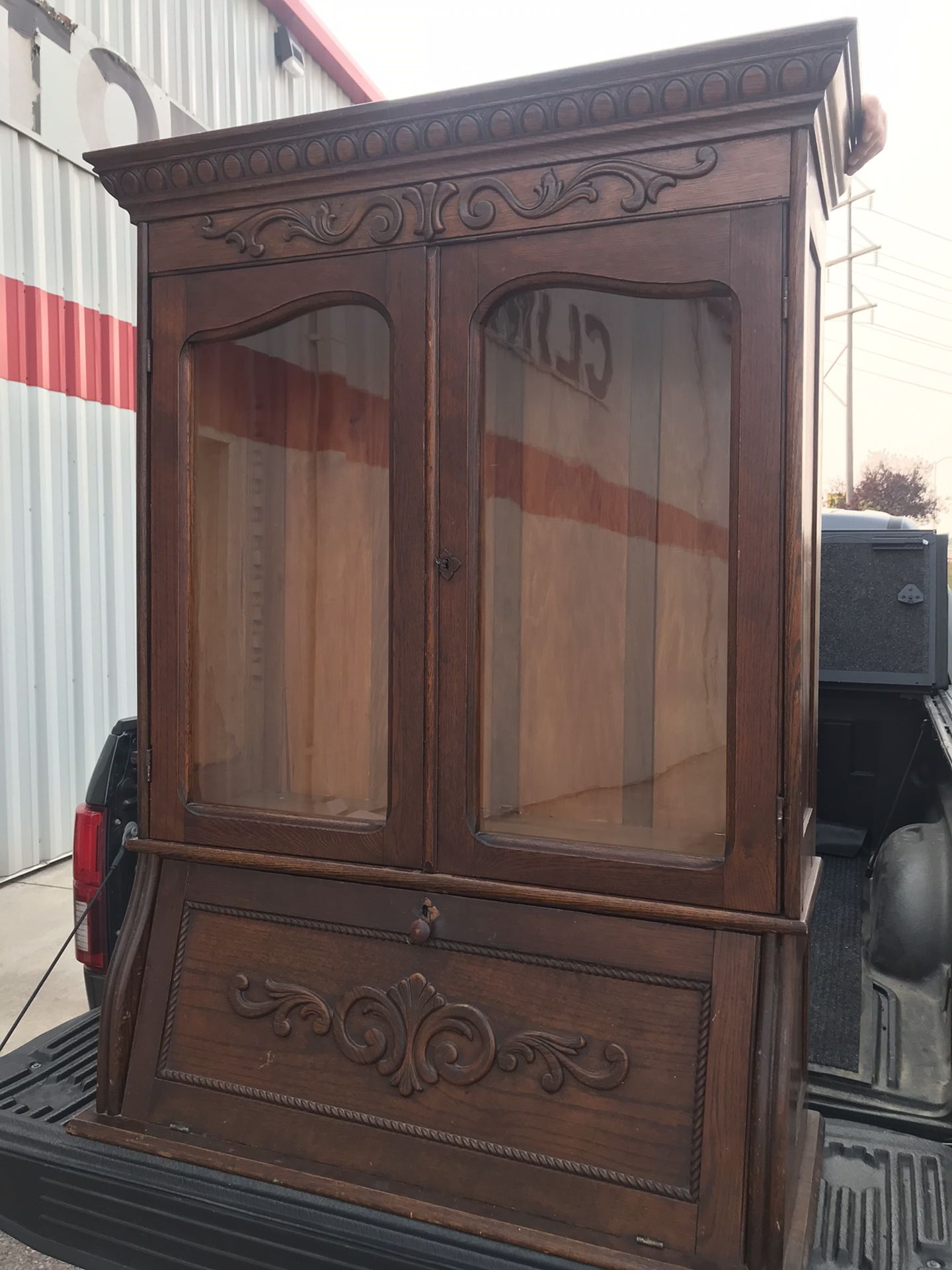 Stately antique Book case With Secretary