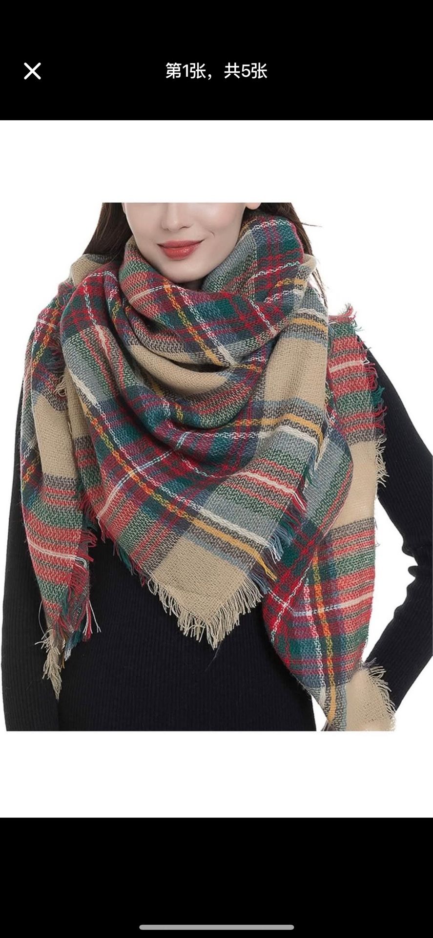 Trendy Plaid Blanket Scarf Women Big Oversized Long Scarves