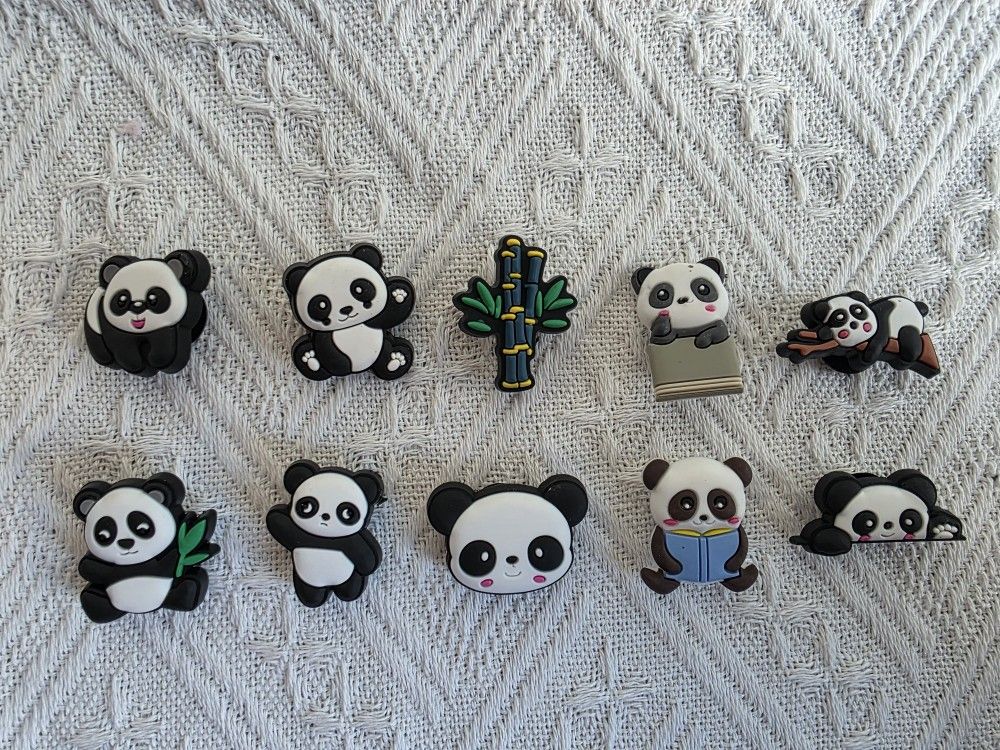 Panda Shoe Charms, Set Of 10