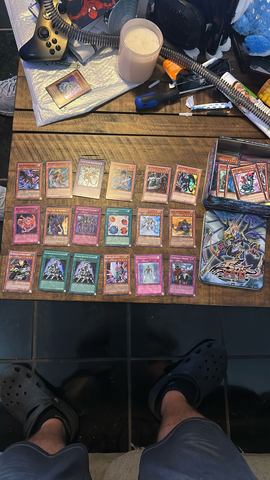 Various Yugioh Cards With Holos And Tin