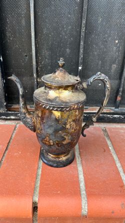 Vintage Ornate Silver Plated Tarnished Teapot Coffee Pot