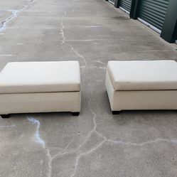 Two Matching Beige Storage Ottomans 42" x 2'