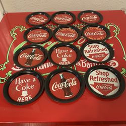 Vintage 12 Piece COCA COLA Metal Coaster Set