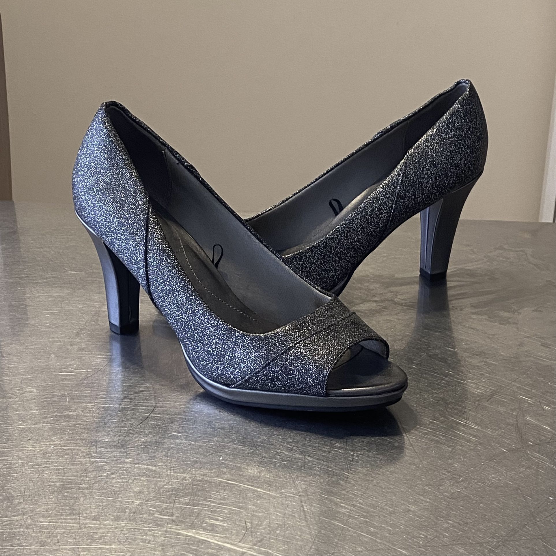 Sparkly Charcoal Grey/black Heels Size 8
