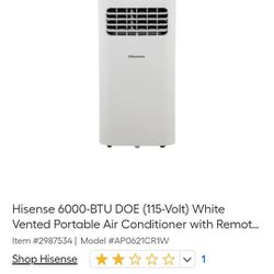 Hisense White Portable Air Conditioner With Remote
