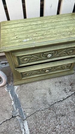 Green Painted 2-Drawer Nightstand