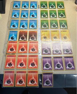 Vintage Pokemon Card Lot 100x Base Set Unlimited Energy Cards 1999 WOTC TCG Bulk