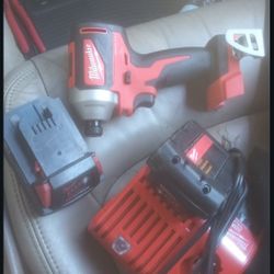 Milwaukee ¼ Hex Impart, 2 Batteries, Charger