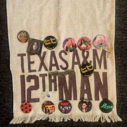 Vintage Early 80s College Concert Towel With Real Band Buttons