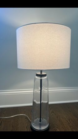 Pottery barn Clear Glass Table Lamp with White Drum Shade - Home Accents