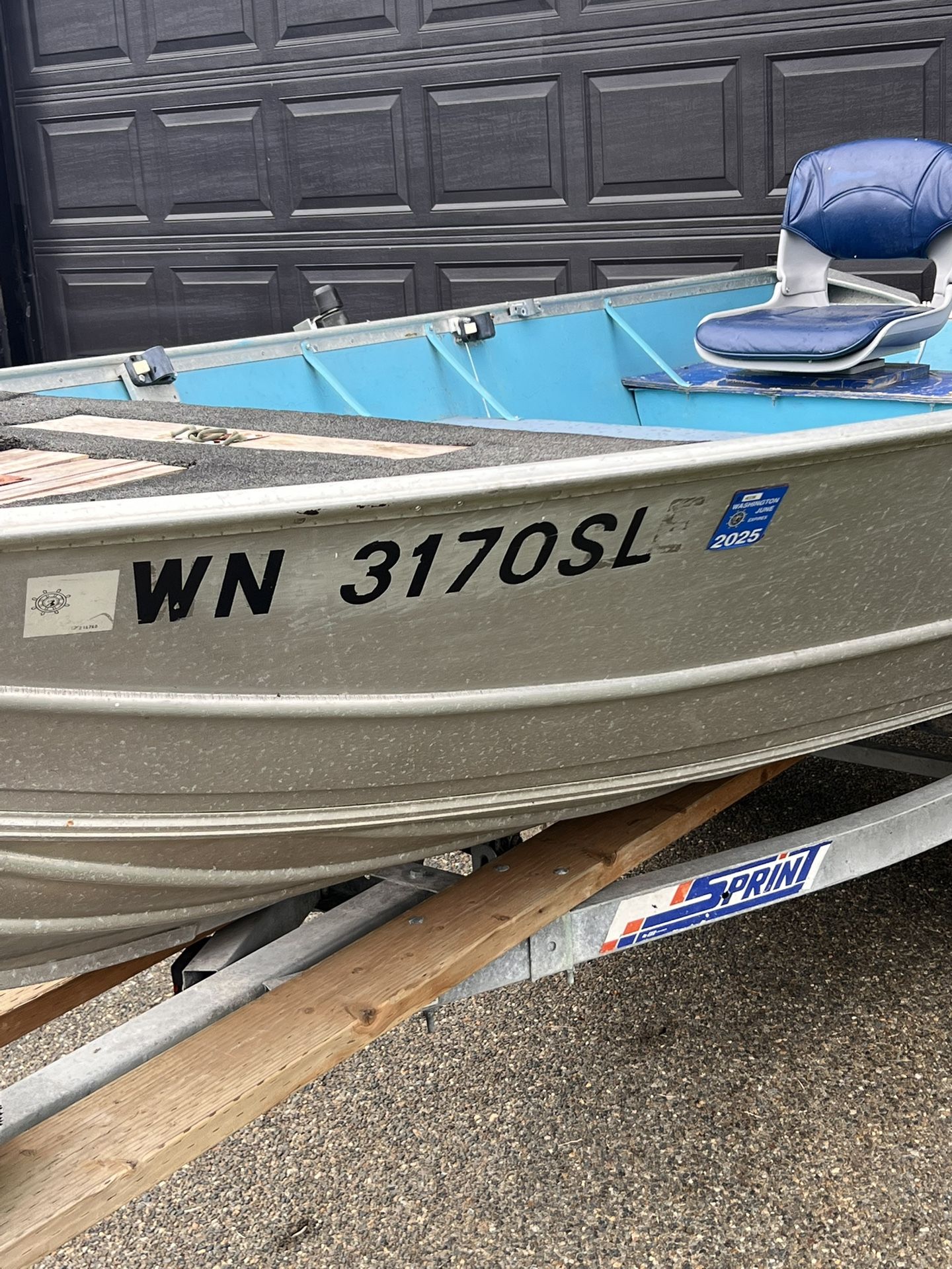 Gregor welded 13 foot aluminum fishing boat with Trailer