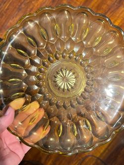 Amber Depression Glass Serving Plate