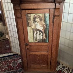 Antique Diminutive Oak Corner Cabinet
