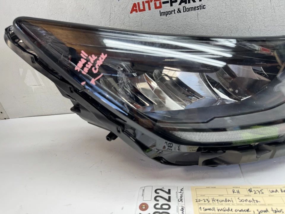w/crack 2020 - 21 - 22 - 2023 HYUNDAI SONATA RIGHT REFLECTOR LED HEADLIGHT OEM AX98622