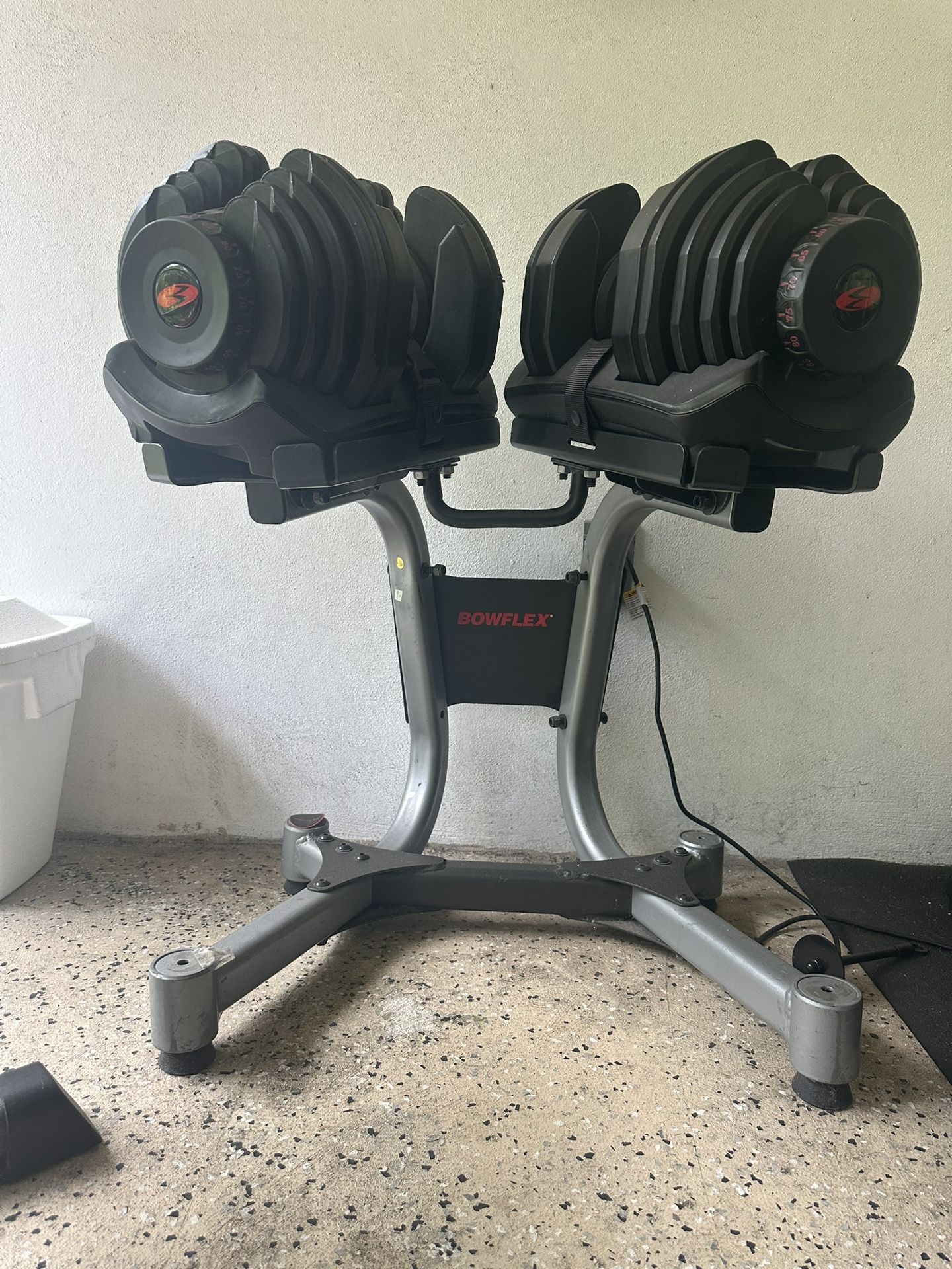 Bowflex 1090 adjustable dumbbells with stand up to 90 lbs each