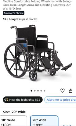 Medline Folding Wheelchair with Elevating Footrests