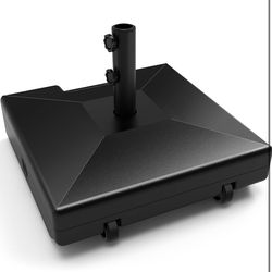 Umbrella Base with Wheels and Handle, Heavy Duty Umbrella Stand Base 120lbs, Fillable Umbrella Base Outdoor Base for Patio, Poolside, Deck, Lawn, Wind