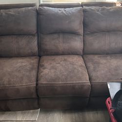 Brown Reclining 3 Seater Couch