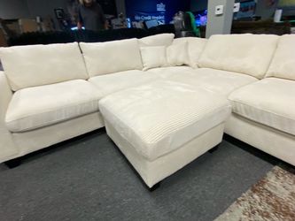IVORY 4 piece sectional sofa with ottoman 99x99 $550