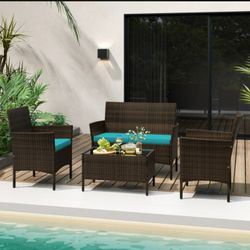 Costway 4PCs Rattan Outdoor Set