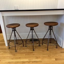 Industrial Style Bar Stools - Walnut and Steel  (Excellent Condition)