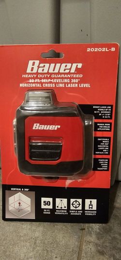 Bauer 50ft Self-leveling 360° Horizontal Cross Line Laser Level