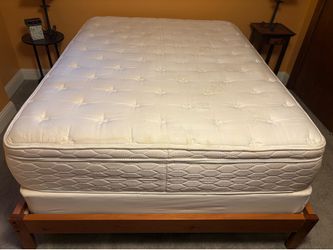 Queen Pillow-Top Mattress+Box+Frame - King Koil Spine Su