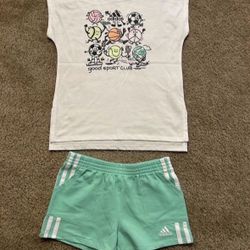 Tshirt and Short - Adidas for Girls, Size 6
