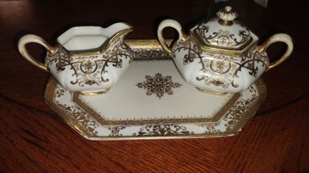 Vintage Nippon 3pc Porcelain Set – Gold Trim – Rare