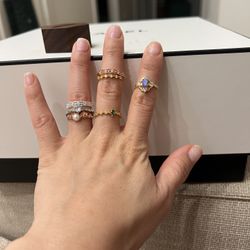 14 K White Gold Rings Bundle Size 6-7 