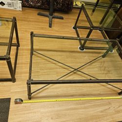Coffee Table End Table Glass Iron Set Of 3