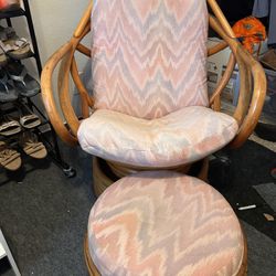 Boho Rattan  / Bamboo Chair With Foot Stool 