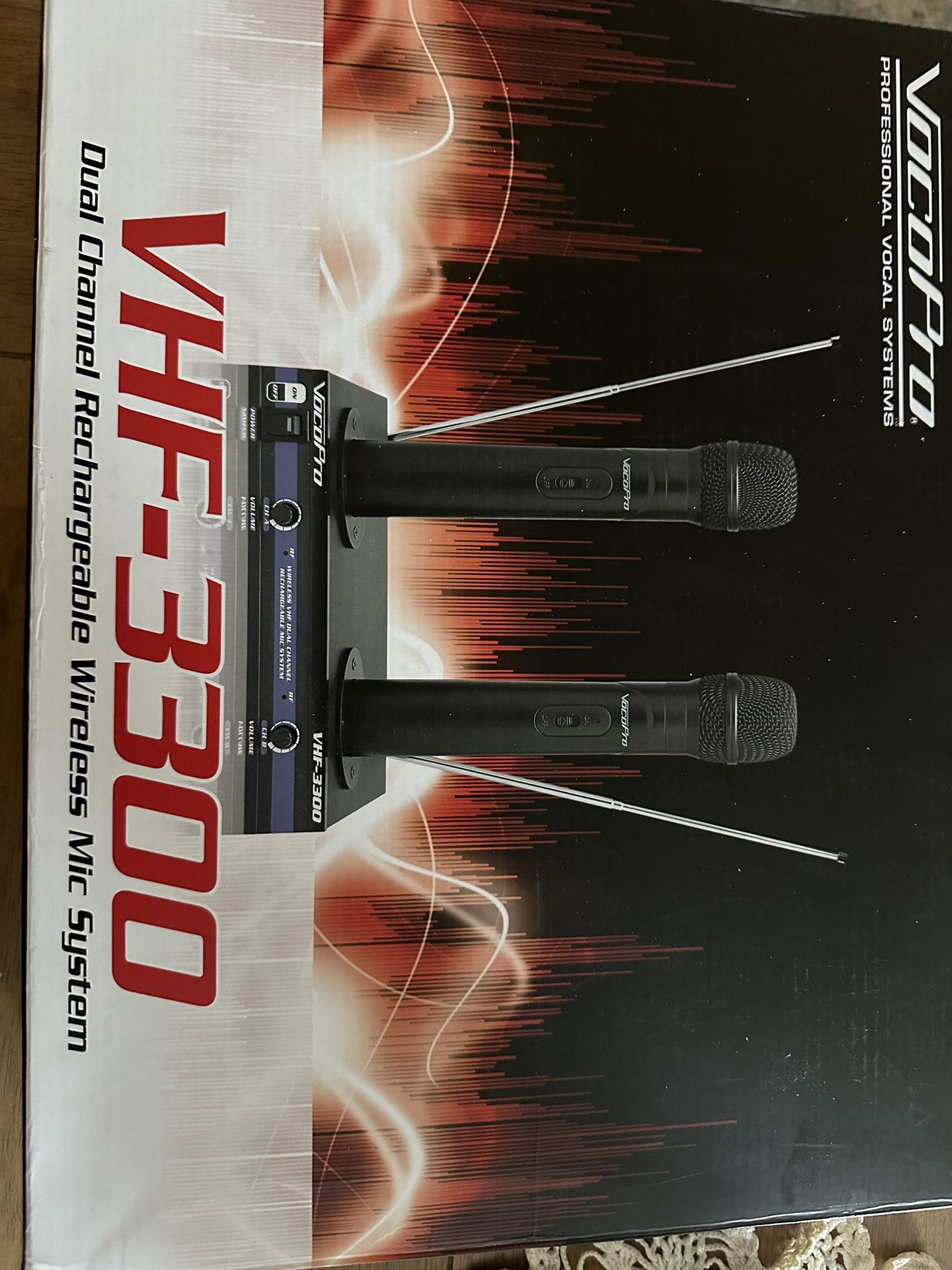 Dual Channel Rechargeable Wireless Mic System.  $90. Original packaging and extra set of rechargeable batteries.