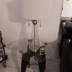 Glass end tables (2) with Lamps (2)